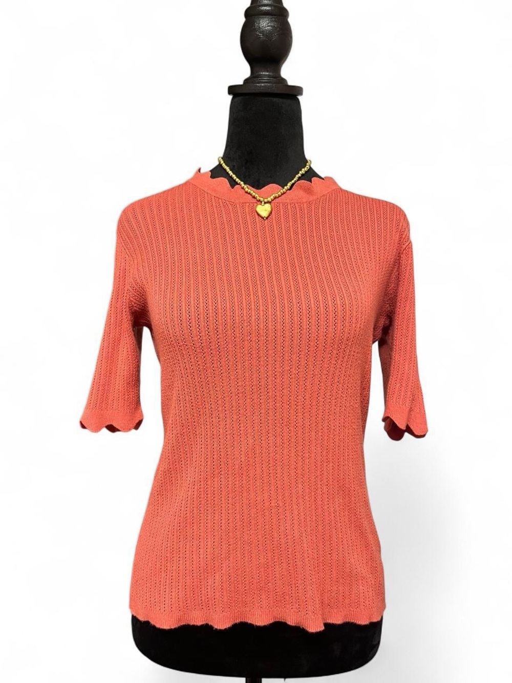 Women’s Calligraphie Coral Short-Sleeve Knit Sweater